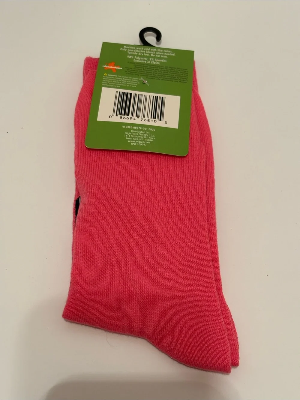 Nickelodeon Rugrats Chuckie Adult Shoe Size 6.5-12 Pink Graphic Crew Socks